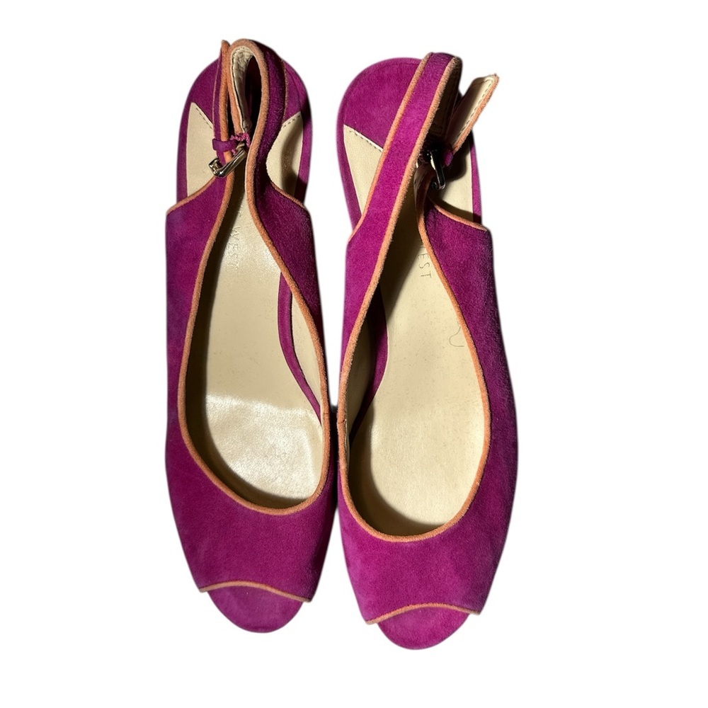 Nine West Pink and Tan Wedge Sandals